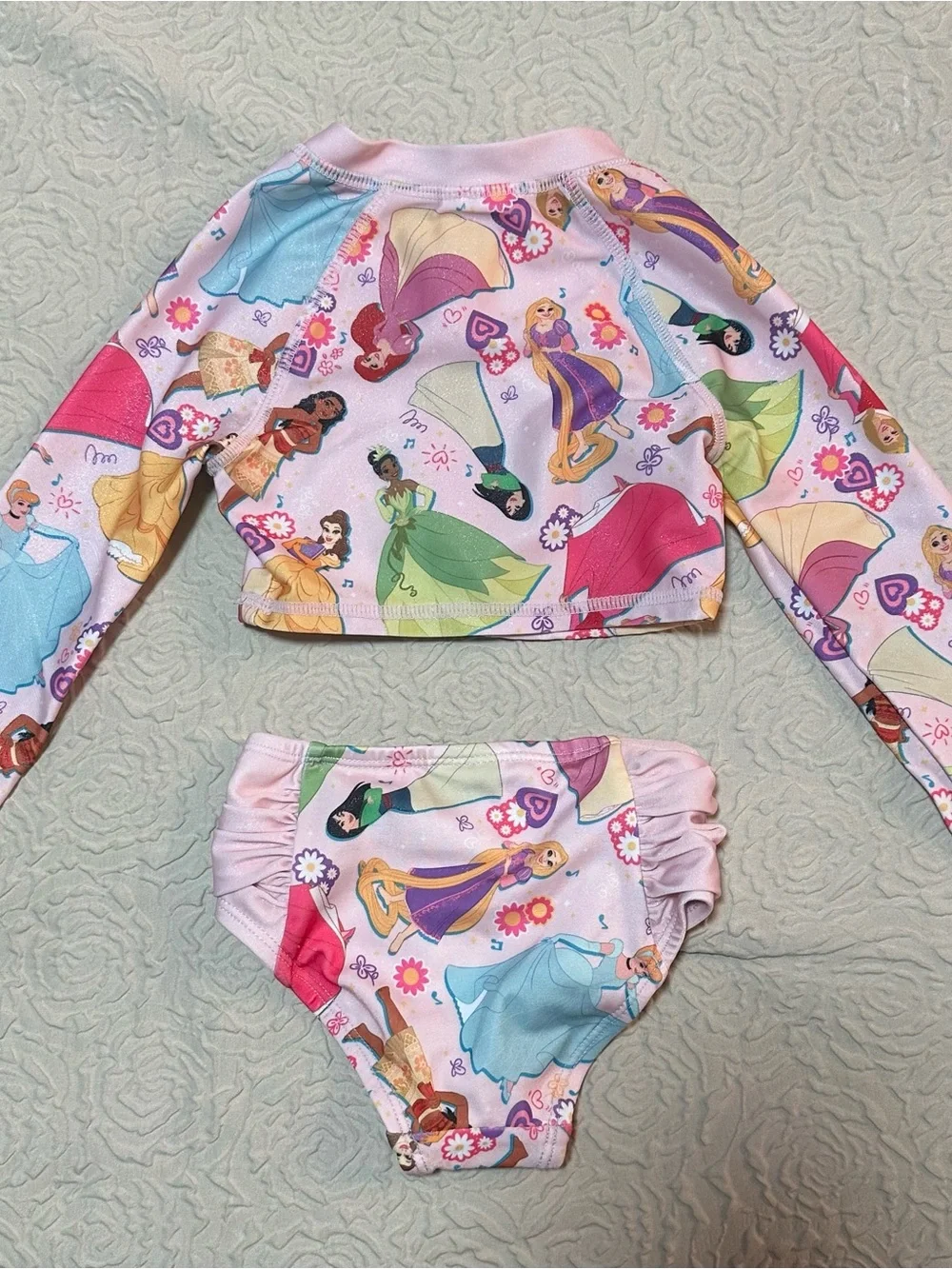 Disney Pink Multi-Princess Rash Guard Bikini Set